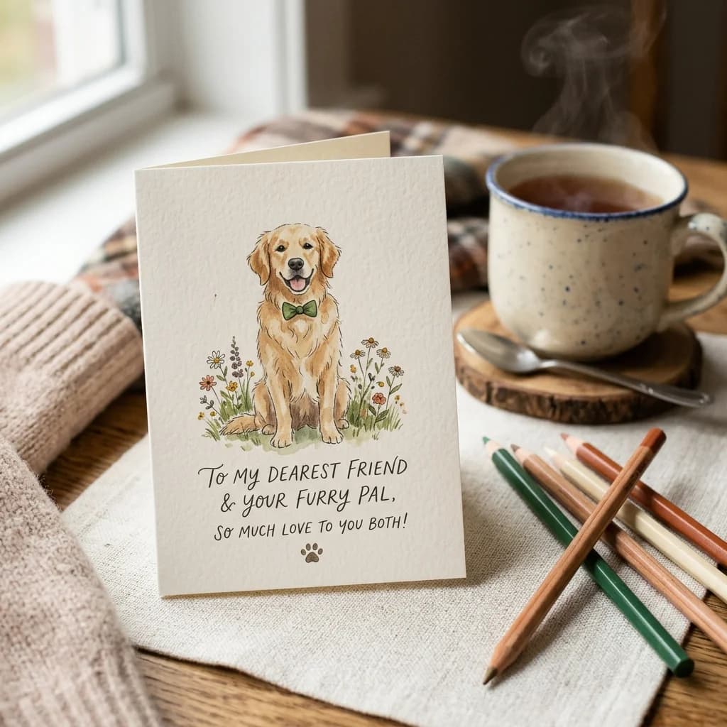 Cozy colors and natural paper texture card design
